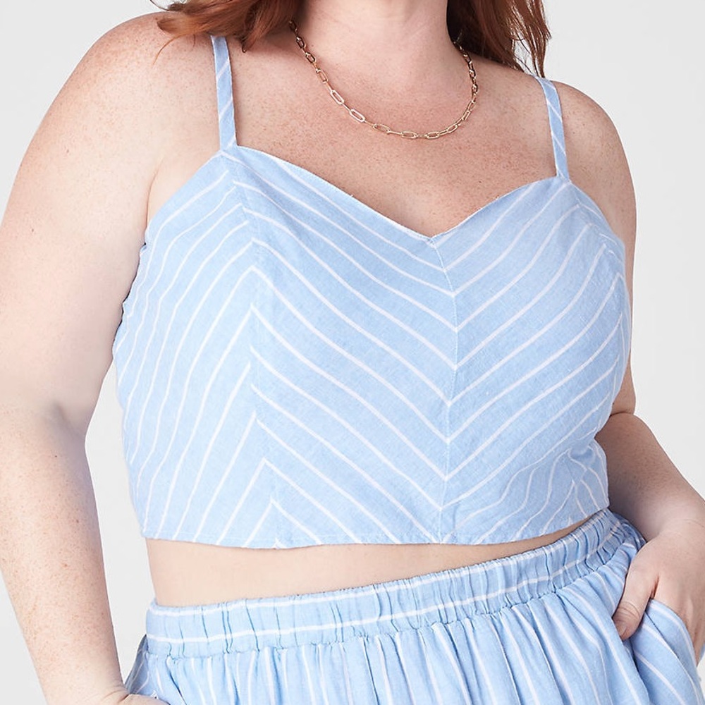 Lane Bryant Fitted Crop Blue Skinny Stripe Cami Size 22